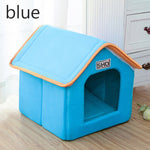 Pet Dog House Foldable Bed With Mat Soft Winter Leopard Dog Puppy Sofa Cushion House Kennel Nest Dog Cat Bed Small Medium Dogs