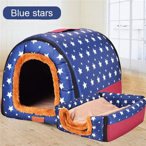 New Warm Dog House Comfortable Print Stars Kennel Mat For Pet Puppy Top Quality Foldable Cat Sleeping Bed cama para cachorro