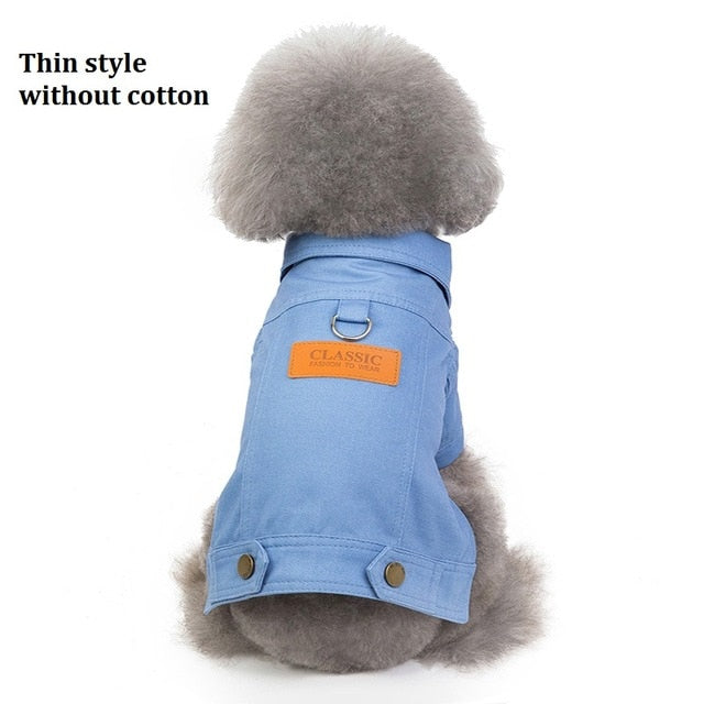 Luxury Winter Dog Jacket Puppy Dog Clothes Pet Outfits Dog Denim Coat Jeans Costume Chihuahua Poodle Bichon Pet Clothing 35S1