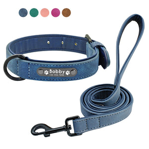 Colliers de chien personnalisés en cuir personnalisé chien étiquette collier laisse plomb pour petits chiens moyens grands Pitbull Bulldog carlins Beagle