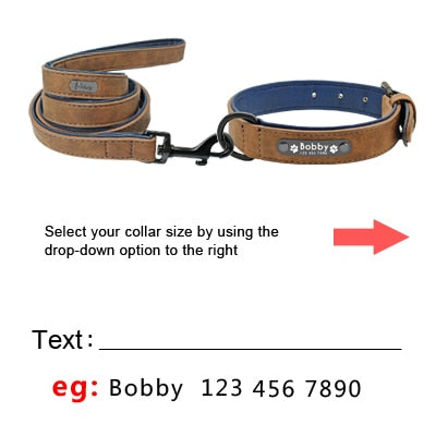 Colliers de chien personnalisés en cuir personnalisé chien étiquette collier laisse plomb pour petits chiens moyens grands Pitbull Bulldog carlins Beagle
