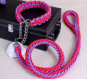 Double brin corde grand chien laisses métal P chaîne boucle couleur nationale Pet Traction corde collier ensemble pour grands chiens 1.2 m longueur