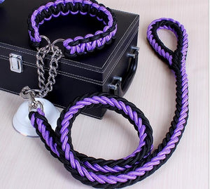 Double brin corde grand chien laisses métal P chaîne boucle couleur nationale Pet Traction corde collier ensemble pour grands chiens 1.2 m longueur