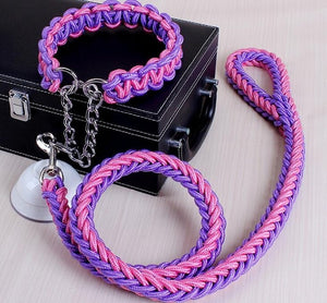 Double brin corde grand chien laisses métal P chaîne boucle couleur nationale Pet Traction corde collier ensemble pour grands chiens 1.2 m longueur