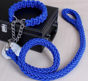 Double brin corde grand chien laisses métal P chaîne boucle couleur nationale Pet Traction corde collier ensemble pour grands chiens 1.2 m longueur