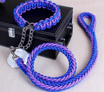 Double brin corde grand chien laisses métal P chaîne boucle couleur nationale Pet Traction corde collier ensemble pour grands chiens 1.2 m longueur