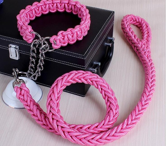 Double brin corde grand chien laisses métal P chaîne boucle couleur nationale Pet Traction corde collier ensemble pour grands chiens 1.2 m longueur