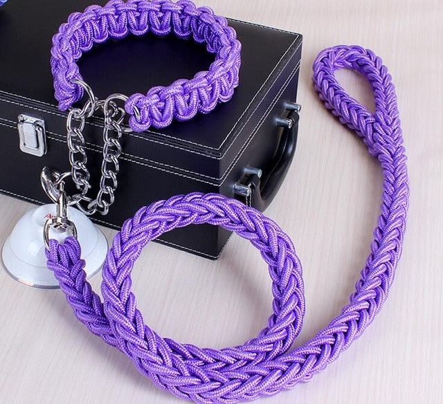 Double brin corde grand chien laisses métal P chaîne boucle couleur nationale Pet Traction corde collier ensemble pour grands chiens 1.2 m longueur