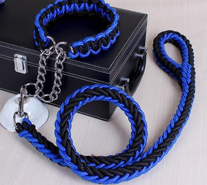 Double brin corde grand chien laisses métal P chaîne boucle couleur nationale Pet Traction corde collier ensemble pour grands chiens 1.2 m longueur