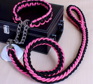 Double brin corde grand chien laisses métal P chaîne boucle couleur nationale Pet Traction corde collier ensemble pour grands chiens 1.2 m longueur