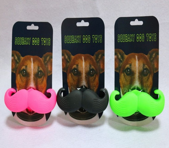 funny pet dog toy moustache vinyl sound squeaker toys